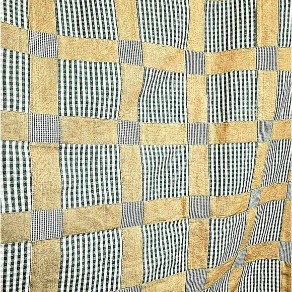 COPY - Quilted Sewn Patchwork Plaids Checker Canvas Fabric 54" W x 5 yards lot - Picture 1 of 12